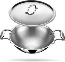Premium 304 Grade Stainless Steel Kadhai with Lid - Daily Cart Nepal