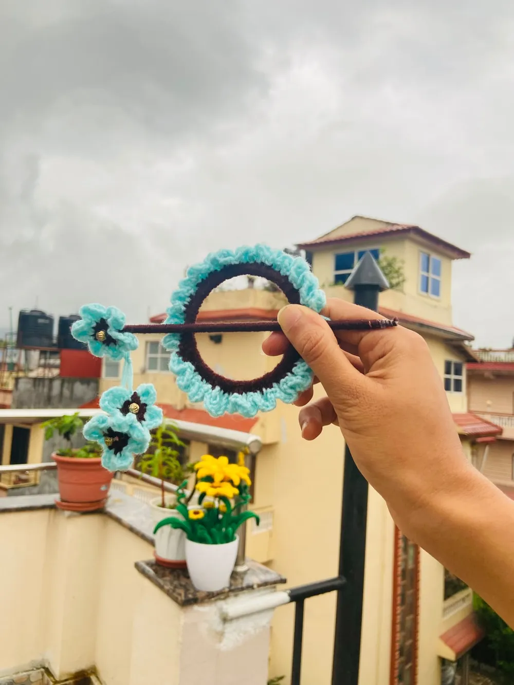 Handmade Floral Hair Bun Stick and Ring Clamp Clip thumbnail 3