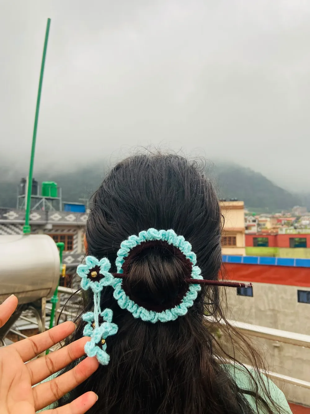 Handmade Floral Hair Bun Stick and Ring Clamp Clip - Daily Cart Nepal