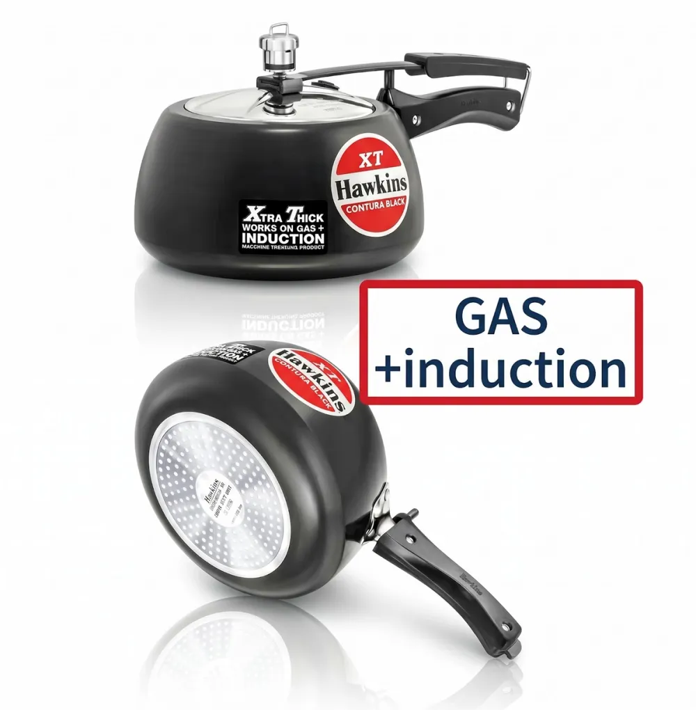 Hawkins Contura Black XT Induction Compatible Hard Anodised Pressure Cooker(3 Liter) - Daily Cart Nepal
