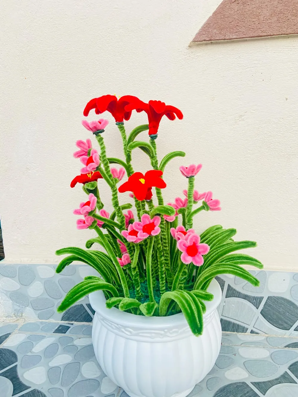 Handmade Pipe Cleaner Multi-Floral Arrangement Planter (Large) - Daily Cart Nepal
