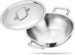 Premium 304 Grade Stainless Steel Kadhai with Lid thumbnail 2